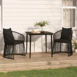 vidaXL Set mobilier de grădină, cu perne, 3 piese, negru (3099191)