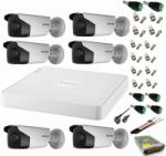 Hikvision Sistem supraveghere video ultra profesional Hikvision 6 camere exterior 5MP Turbo HD cu IR 80M, DVR 8 canale, full accesorii SafetyGuard Surveillance