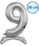 Godan Talpas számos lufi 15" (38cm) fólia szám, számjegy, 9 csak levegővel tölthető, Ezüst (MF5902973135008)