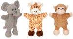 Goki plüss kesztyűbábok lábakkal szettben elefánt, zsiráf, majom (50960)