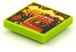 LEGO® 3068bpb1616c34 - LEGO lime csempe 2 x 2 méretű, piros hegesztő maszk mintával (3068bpb1616c34)