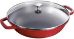 Staub Уок 30 см, със стъклен капак, череша, чугун, Staub (ST1312906)
