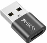 Yesido Adaptor OTG Yesido GS09 USB 2.0 la USB-C Mama, Aluminium, Negru (YS-GS09)