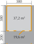 WEKA Faház Weka gerendaház Söhren138 200 cm-es terasz előtetővel kérem, 380 x 380 cm faházhoz (138.3838.40.00)