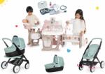 Smoby Set căsuță pentru păpușă Large Doll's Play Center Natur D'Amour Baby Nurse Smoby și cărucior combinație triplă Maxi Cosi cu valiză medicală (SM220376-8) Papusa