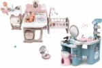 Smoby Set căsuță pentru păpușă Large Doll's Play Center Natur D'Amour Baby Nurse Smoby și masă cosmetică electronică cu pudră (SM220376-19) Papusa