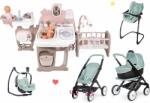Smoby Set căsuță pentru păpușă Large Doll's Play Center Natur D'Amour Baby Nurse Smoby și cărucior combinație triplă Maxi Cosi cu scaun de masă scaun de mașină și leagăn (SM220376-7) Papusa