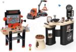 Smoby Set frizerie cu trei compartimente Barber Cut&Barber Shop Smoby și atelier de lucru electronic cu camion și cu valiză de lucru (SM320243-8)