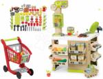 Smoby Set magazin Bio Fructe-Legume Organic Fresh Market Smoby și cărucior de cumpătăruri Bubble cu alimente și vase (SM350233-4)