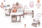 Smoby Set căsuță pentru păpușă Large Doll's Play Center Natur D'Amour Baby Nurse Smoby și cărucior sport cu sac de dormit păpușă de 32 cm (SM220376-24) Papusa