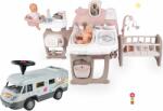 Smoby Set căsuță pentru păpușă Large Doll's Play Center Natur D'Amour Baby Nurse Smoby și babytaxiu caravană Camper (SM220376-27) Papusa