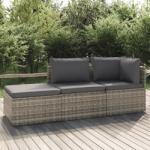 vidaXL Set mobilier de grădină cu perne, 3 piese, gri, poliratan (318677)
