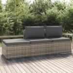 vidaXL Set mobilier de grădină cu perne, 3 piese, gri, poliratan (318674)