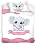 Sonne Set lenjerie de pat din 2 piese pentru bebeluși Sonne - Little Elephant Pink (BABY226006 - BABY) Lenjerii de pat bebelusi‎, patura bebelusi