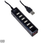  Hub USB cu 7 Porturi USB 2.0 Hi-Speed 480mbps, Buton On Off, Negru (21MBO0235)
