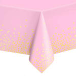 PartyPal Műanyag asztalterítő 137x274cm rózsaszín, arany konfettivel (LUFI315656)