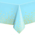 PartyPal Műanyag asztalterítő 137x274cm kék, arany konfettivel (LUFI649028)