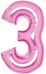 Amscan Balon din folie numărul 3 roz deschis 66 cm
