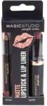 Magic Studio Set Perfect Lips, Ruj de buze mat si creion pentru contur asortat, Nr. 2, Light Brown, Magic Studio