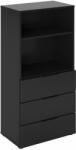FMD Comodă cu 3 sertare și rafturi deschise, negru 557-006E (437007) Garderoba