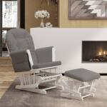vidaXL Scaun de relaxare glisant cu taburet, gri închis, textil (351661) Balansoar