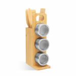 Bewello Mágneses fűszertartó - bambusz eszköz szettel - 7 részes - 80 x 135 x 275 mm (BW1007) (BW1007)
