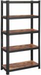 SONGMICS Fém tároló polc, salgó polc 75 x 150 x 30 cm, fekete és rusztikus barna (GLR030B01) - vasbutor