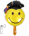  Ballagási fólia lufi 33" 83cm Smiley kalapban (LUFI534379)