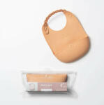 BabyJem Baveta bebelusi miniware roll & lock, 100% din silicon alimentar, toffee Bavata