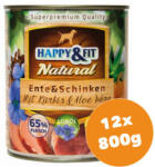 Happy&Fit Natural Duck & Ham with Pumpkin & Aloe Vera 12x800 g