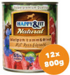 Happy&Fit Natural unior Lamb & Beef with Rice & Flaxseed Oil 12x800 g