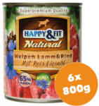 Happy&Fit Natural Junior Lamb & Beef with Rice & Flaxseed Oil 6x800 g