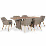 vidaXL 7 részes polyrattan párnákkal 3057814