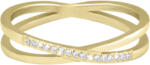 Troli Inel dublu fin din oțel placat cu aur cu zirconiu transparent Gold 60 mm