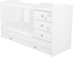 TIMBA patut din lemn transformabil Maxi Combi 60x120 cm Felix, Alb cu stelute