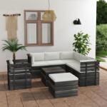 vidaXL Set mobilier grădină paleți cu perne 8 piese lemn masiv pin (3062033)