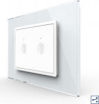 LIVOLO Intrerupator dublu cap scara-cap cruce Livolo touch rama din sticla Alb (vl-fc2s-3wp-11)