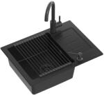 Quadron Set chiuveta bucatarie Quadron Pop Johnny 116 si baterie Kate negru carbon 60x44 cm (HCQJ6044BLM_BDR_PC)