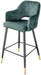 Invicta interior Set doua scaune de bar PARIS 76 cm din catifea cu matlasare decorativa, culoare verde-albastrui (42294)