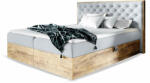 Wilsondo Szürke WOOD 3 boxspring ágyneműtartós ágy matraccal, ágyráccsal Méret: 140x200