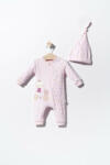 BabyJem Salopeta cu bulinute cu caciulita pentru bebelusi cats, tongs baby (culoare: roz, marime: 6-9 luni)
