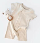 BabyJem Salopeta cu panataloni scurti - 100% bumbac organic - stone, baby cosy (marime: 6-9 luni)