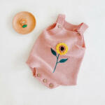 BabyJem Salopeta tricotata cu floarea soarelui (culoare: roz, marime: 6-12 luni)
