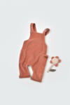 BabyJem Salopeta velvet cu bretele din 80%bumbac organic si 20% poliester - caramiziu, baby cosy (marime: 6-9 luni)