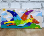  Puzzle incastru din lemn cu piese numerotate dinozaur- Pterosaur (101382)