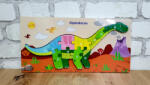  Puzzle incastru din lemn cu piese numerotate dinozaur- Diplodocus (101381)