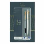 Parker Комплект писалка и химикалка Parker Jotter Stainless Steel GT, син цвят на писане, сребрист (2093257)