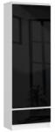 Artool Dulap, placa laminata, 1 sertar, 4 rafturi, 2 usi, alb si negru lucios, 60x35x180 cm (385679-AK) Garderoba