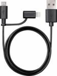 VARTA 2 in 1 USB --> Lightning / Micro USB kábel 1 m Fekete (57943101401)