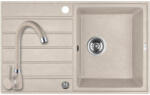 Laveo SRMA_411T - LAVEO Margarita 50 csepptálcás gránit mosogató 790X490 bézs + Lete álló bézs csaptelep szett dugókiemelővel (SRMA_411T)